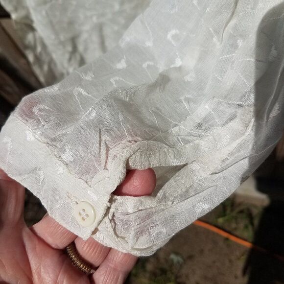 Plus Medium Off White Ecru Le Mieux Top Long Sleeve Button Down Women's - Picture 7 of 10